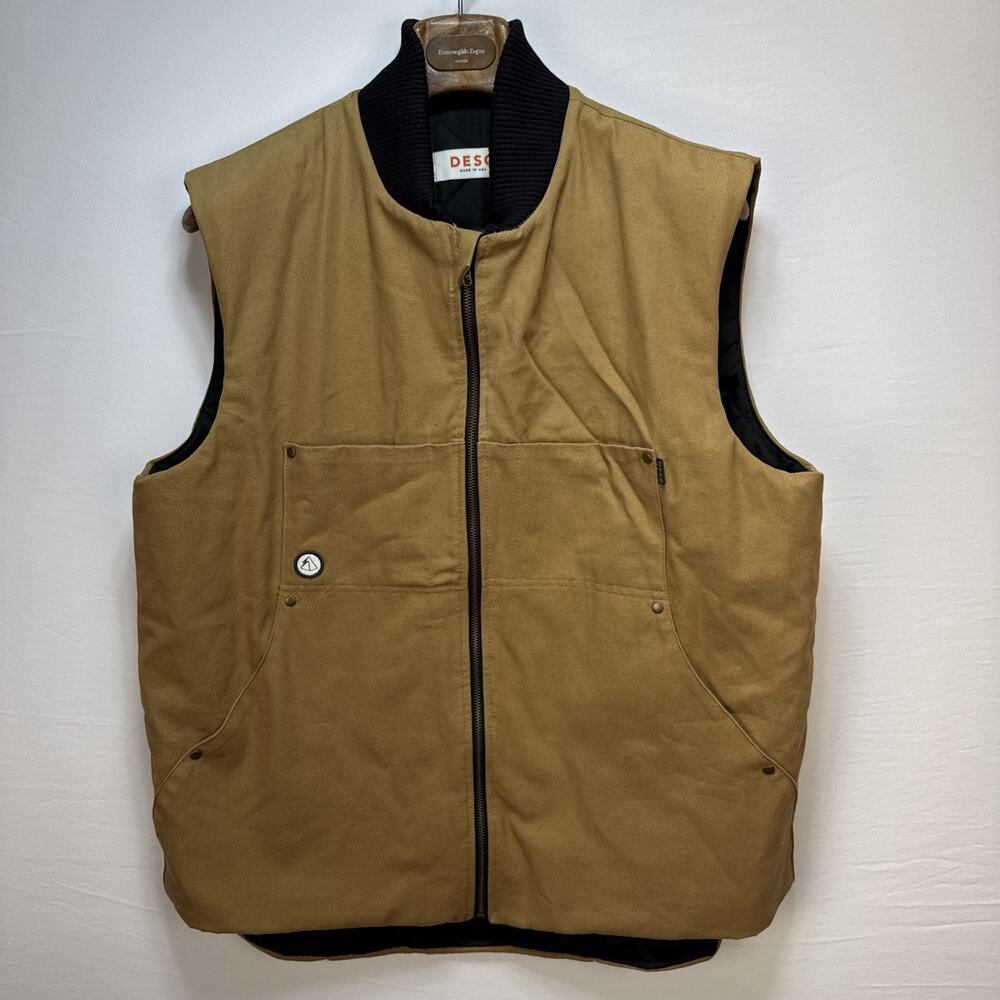 DESO Mens Hard‎ Chore Vest Size XXL Burlywood Cotton Canvas Quilted Liner USA